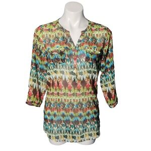 Ariat Top Size XS lightweight Button Front Blouse Multicolor Beautiful